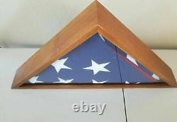 USA American Veteran Flag Wood Display Case withCasket Flag 5' x 8