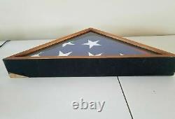 USA American Veteran Flag Wood Display Case withCasket Flag 5' x 8