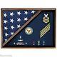Usa Made Solid Walnut Wood Military Flag Medal Display Case Shadow Box