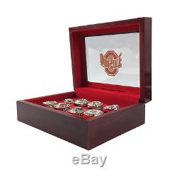 USA Ohio State Buckeyes 8 Championship Ring Set With Cherry Wood Display Case