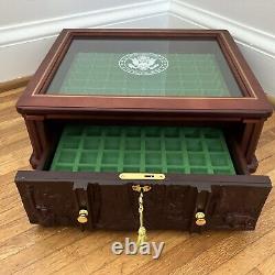 US State Quarters Coin Wood Display Case Danbury Mint Box w Keys
