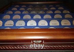 U. S. PRESIDENTIAL SILVER COMMEMORATIVES 44 Coin Wood Display Case Danbury Mint