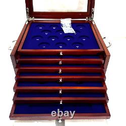 Ultimate Morgan Silver Dollar Collection Display Case Box Wooden with Key PCS