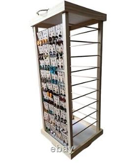 Unfinished Wood Jewelry Display, 144 Cards, Turnable Stand Earring Card Rack