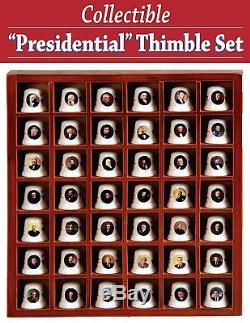 United States Presidential Thimbles Wood Display Case American Presidents
