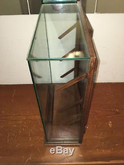 VINTAGE 1939 PARKER FOUNTAIN PEN NO. 430 DOUBLE DOOR & GLASS DISPLAY CASE with KEY