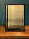 Vintage 1970's Glass & Wood Doll Display Case Black Lacquer Gold Back 17 Tall