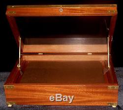 Vintage Solid Teak Wood & Brass Glazed Glass Table Top Collection Display Case