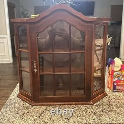 VINTAGE WOOD CURIO CABINET GLASS DISPLAY CASE WALL MOUNT or TABLETOP 20x23x6
