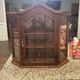Vintage Wood Curio Cabinet Glass Display Case Wall Mount Or Tabletop 20x23x6