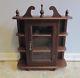 Vntg Wood Wall Mount Table-top Curio Display Cabinet W Shelves Bow Curved Case