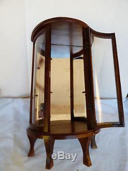 VNT Concave Glass Wood Mirror Curio Cabinet Table footed Display Case Doll Vase