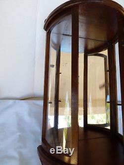 VNT Concave Glass Wood Mirror Curio Cabinet Table footed Display Case Doll Vase