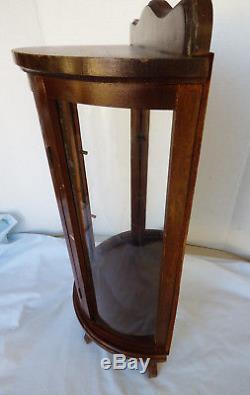 VNT Concave Glass Wood Mirror Curio Cabinet Table footed Display Case Doll Vase