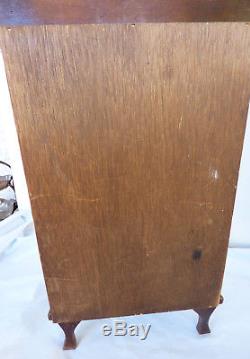 VNT Concave Glass Wood Mirror Curio Cabinet Table footed Display Case Doll Vase