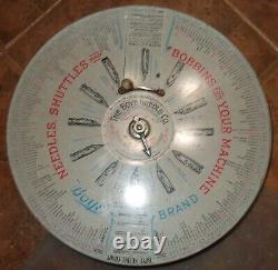 VTG Antique Boye Rotary Needles Shuttles & Bobbins Store Display Case Wood Tubes