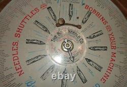 VTG Antique Boye Rotary Needles Shuttles & Bobbins Store Display Case Wood Tubes