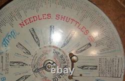 VTG Antique Boye Rotary Needles Shuttles & Bobbins Store Display Case Wood Tubes
