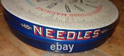 VTG Antique Boye Rotary Needles Shuttles & Bobbins Store Display Case Wood Tubes