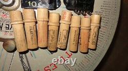 VTG Antique Boye Rotary Needles Shuttles & Bobbins Store Display Case Wood Tubes