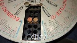 VTG Antique Boye Rotary Needles Shuttles & Bobbins Store Display Case Wood Tubes