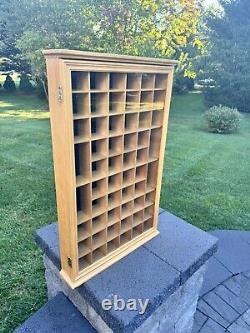 VTG Collectibles Keepsakes Wood 56 Slots Display Curio Case Glass Door 29x18x3