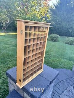 VTG Collectibles Keepsakes Wood 56 Slots Display Curio Case Glass Door 29x18x3