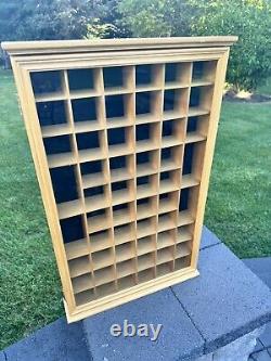 VTG Collectibles Keepsakes Wood 56 Slots Display Curio Case Glass Door 29x18x3