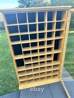 VTG Collectibles Keepsakes Wood 56 Slots Display Curio Case Glass Door 29x18x3
