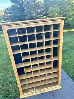 VTG Collectibles Keepsakes Wood 56 Slots Display Curio Case Glass Door 29x18x3