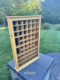 VTG Collectibles Keepsakes Wood 56 Slots Display Curio Case Glass Door 29x18x3