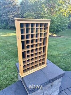 VTG Collectibles Keepsakes Wood 56 Slots Display Curio Case Glass Door 29x18x3