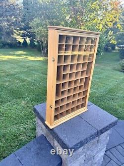 VTG Collectibles Keepsakes Wood 56 Slots Display Curio Case Glass Door 29x18x3