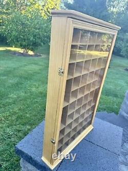 VTG Collectibles Keepsakes Wood 56 Slots Display Curio Case Glass Door 29x18x3