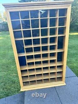 VTG Collectibles Keepsakes Wood 56 Slots Display Curio Case Glass Door 29x18x3