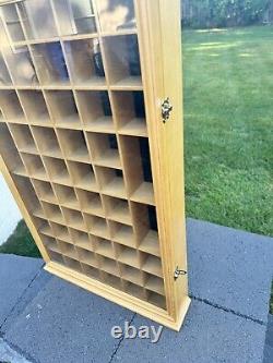 VTG Collectibles Keepsakes Wood 56 Slots Display Curio Case Glass Door 29x18x3