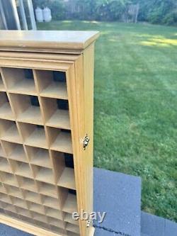 VTG Collectibles Keepsakes Wood 56 Slots Display Curio Case Glass Door 29x18x3