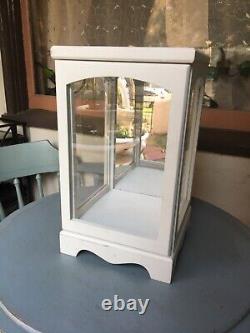 VTG Doll Figurine Display Case Cabinet Holder White Wood Glass American Girl AG