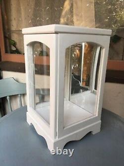 VTG Doll Figurine Display Case Cabinet Holder White Wood Glass American Girl AG