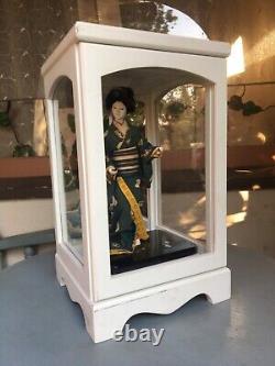 VTG Doll Figurine Display Case Cabinet Holder White Wood Glass American Girl AG