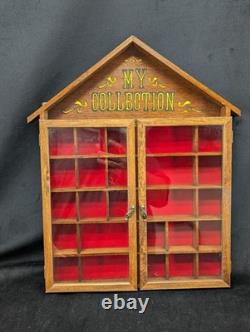 VTG Enesco My Collection Wood Wall Display Case Glass Door Hanging Curio Cabinet