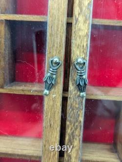 VTG Enesco My Collection Wood Wall Display Case Glass Door Hanging Curio Cabinet