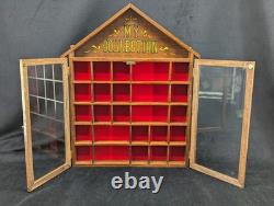 VTG Enesco My Collection Wood Wall Display Case Glass Door Hanging Curio Cabinet