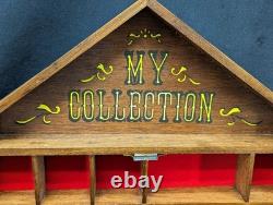 VTG Enesco My Collection Wood Wall Display Case Glass Door Hanging Curio Cabinet