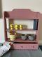 Vtg Pink Shabby Chic Handcrafted Wood Wall Display Shelf Case With A Drawer