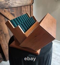 VTG RARE? Levenger? Inlaid Wood Box Glass Pen Holder Display Case EXCELLENT