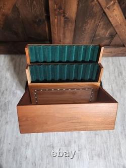 VTG RARE? Levenger? Inlaid Wood Box Glass Pen Holder Display Case EXCELLENT