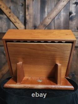 VTG RARE? Levenger? Inlaid Wood Box Glass Pen Holder Display Case EXCELLENT