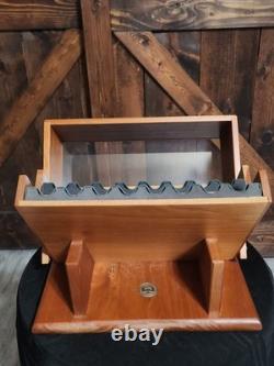 VTG RARE? Levenger? Inlaid Wood Box Glass Pen Holder Display Case EXCELLENT