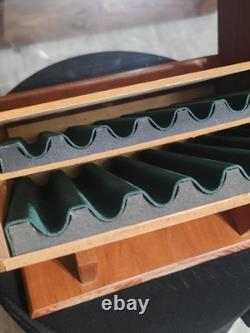 VTG RARE? Levenger? Inlaid Wood Box Glass Pen Holder Display Case EXCELLENT